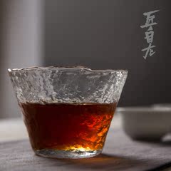 匠自在日式海棠锤纹品茗杯加厚耐热锤目纹玻璃透明主人杯功夫茶杯