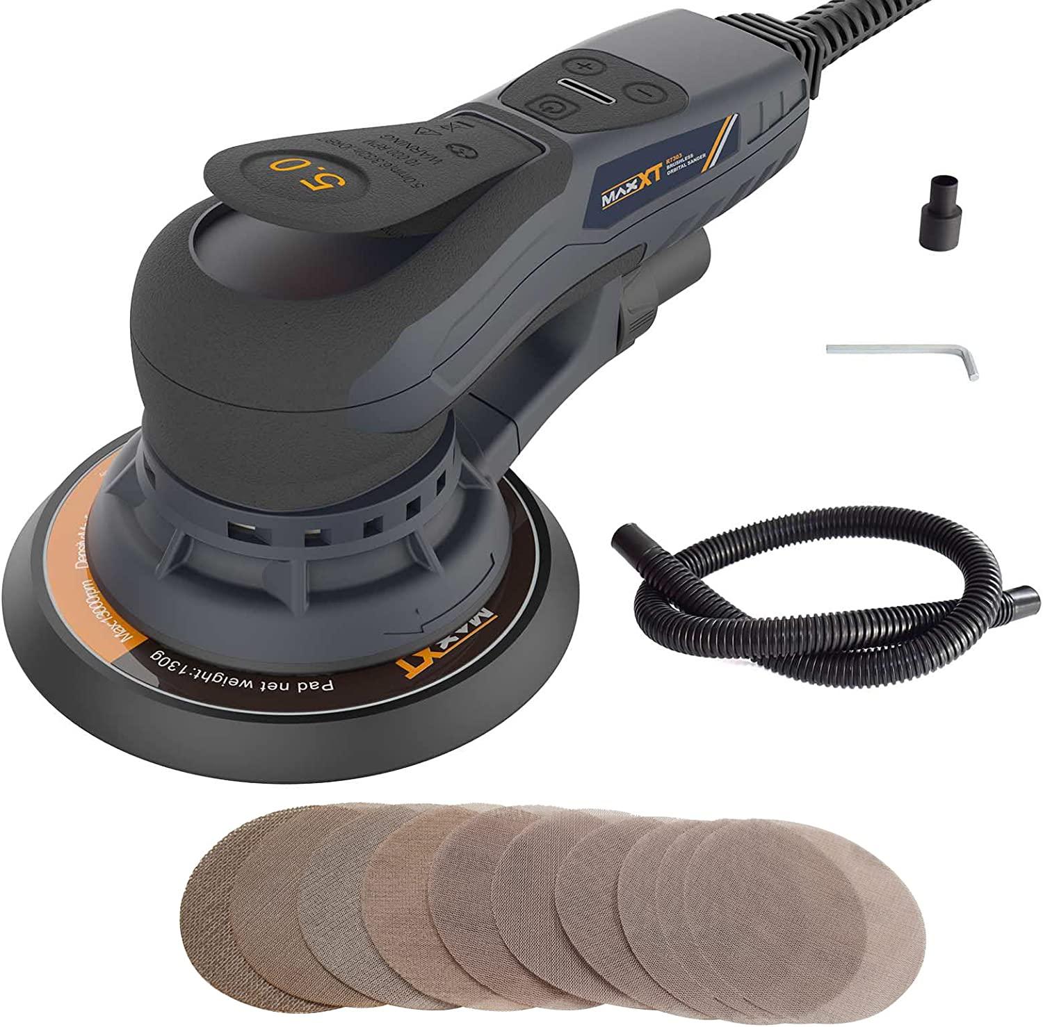 电动干磨头打磨机无刷砂纸机6寸汽车腻子吸尘木工砂光工具费托