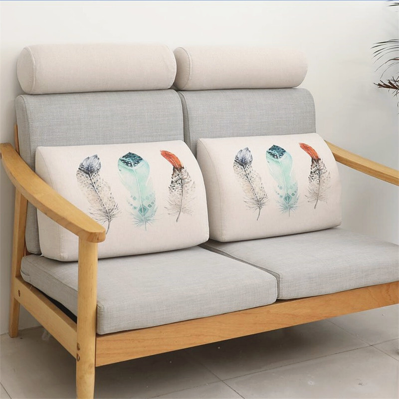 沙发靠背垫长条护腰海绵腰靠垫现代客厅印花混纺腰靠枕大号靠背