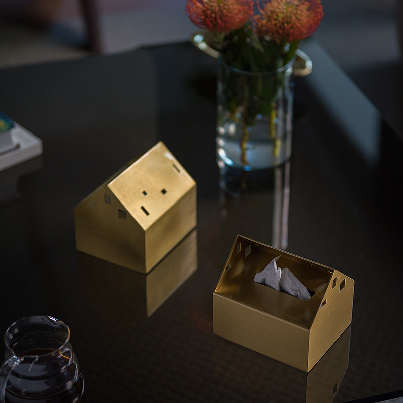是物VanWOO Villa黄铜纸巾盒客厅餐厅个性北欧轻奢抽纸盒设计师款
