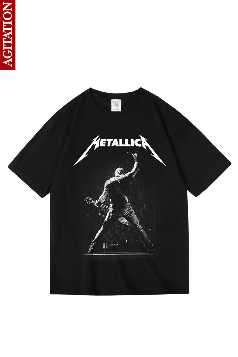 美国metallica金属制品乐队潮牌印花周边衣服纯棉短半袖t恤男女夏