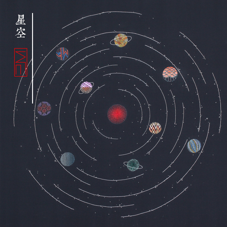 mewe刺绣《星空》张雪 弥惟苏工极简现代苏绣作品家居装饰画框