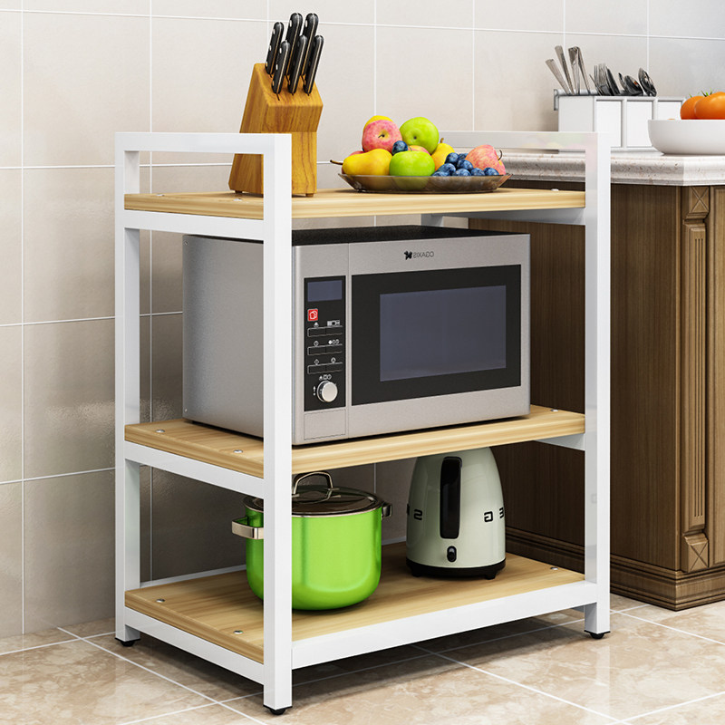 厨房置物架落地式多层微波炉架子调味料厨房用品收纳架三层烤箱架