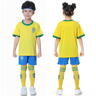 巴西国家队儿童足球服套装男女亲子10号内马尔比赛定制运动会球衣
