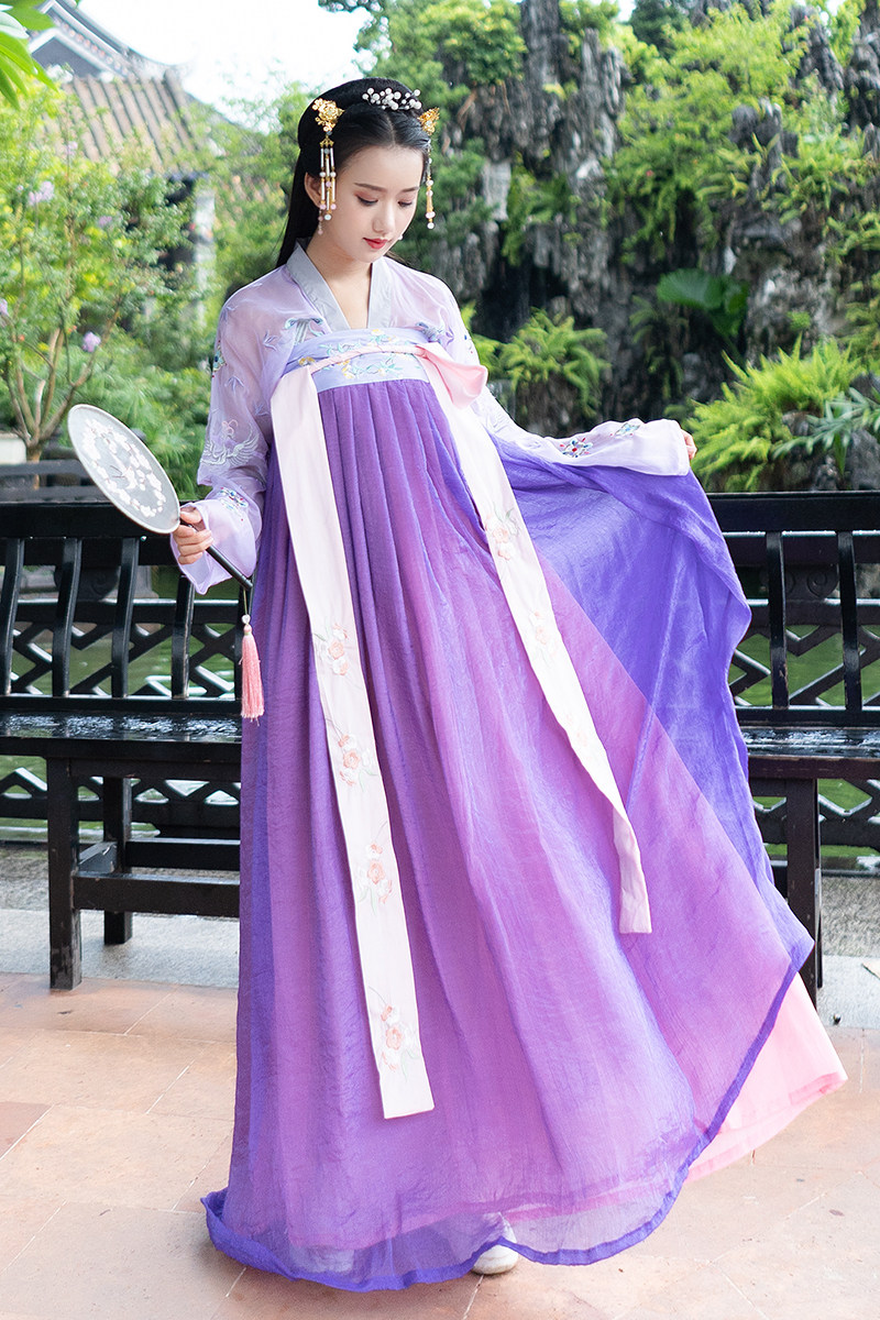 古典传统汉服刺绣花上儒齐胸襦裙披帛长裙日常古装套装表演服1091-艾