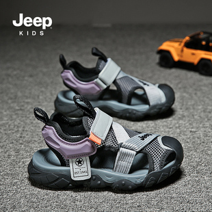 jeep儿童凉鞋包头2023新款魔术贴宝宝女童鞋子男孩男童沙滩鞋防滑