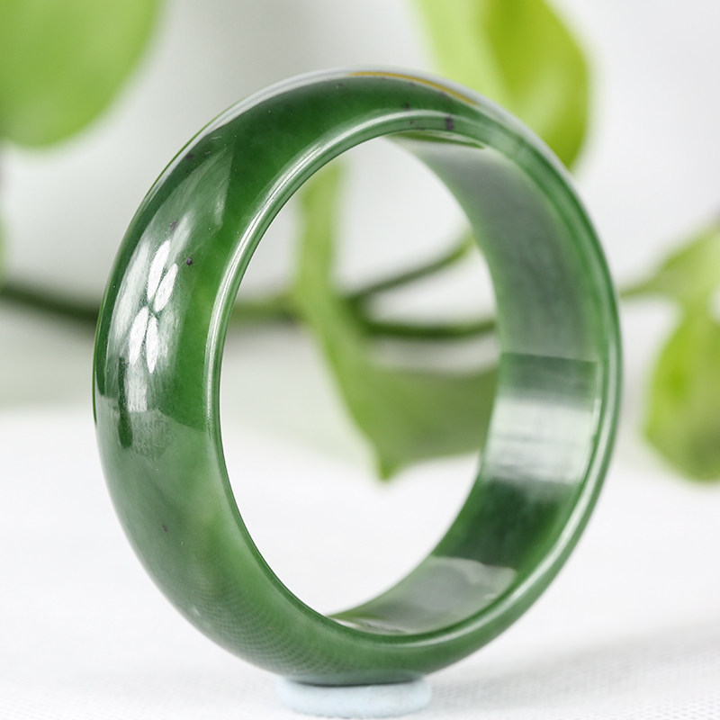 【佩戴系列】和田玉碧玉手镯 有水线 重84.29克内径60mm