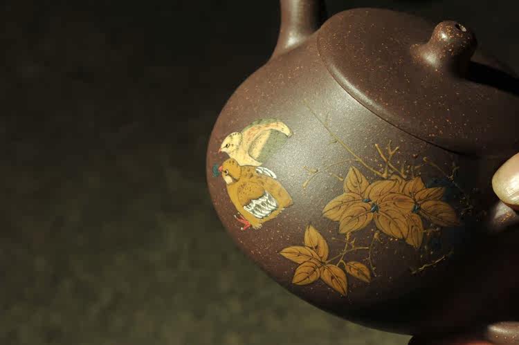 陶峰轩实力派泥绘高手褚萍【农家乐壶】宜兴紫砂壶 210cc