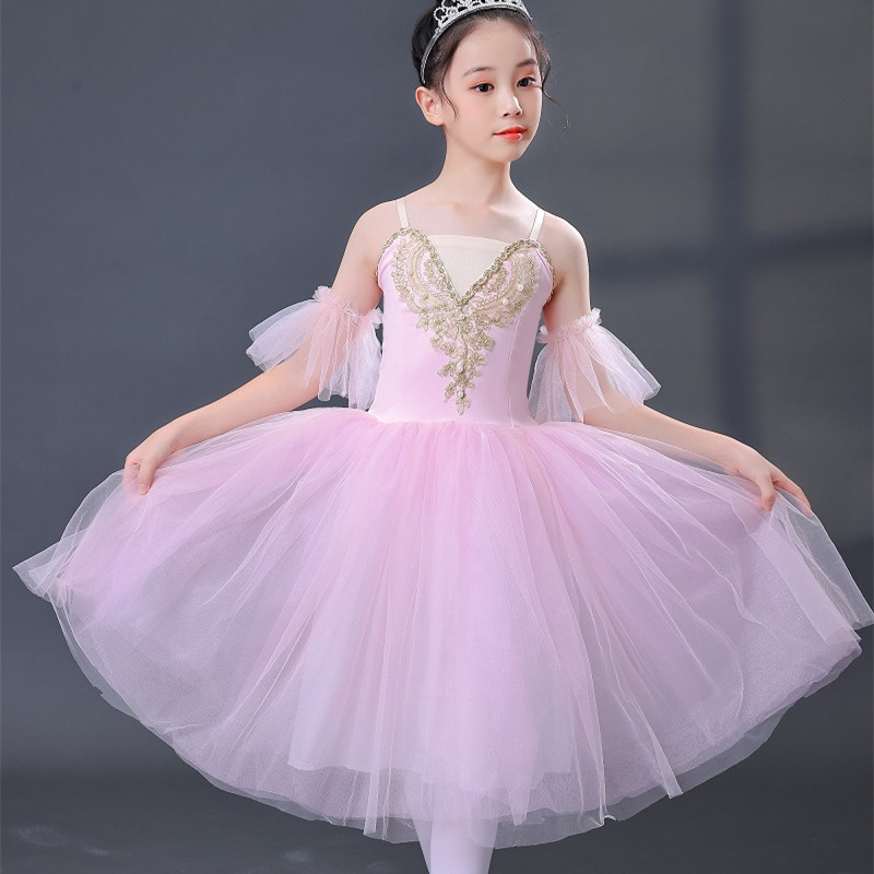 女童芭蕾舞裙演出服专业比赛蓬蓬裙儿童小天鹅舞蹈服纱裙团体新款