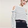Trill 2019 spring clothes new pattern Lotus leaf Borneol Sweater Sleeve of bat Show thin Strapless dress white stripe jacket Trill 2019 spring clothes new pattern Lotus leaf Borneol Sweater Sleeve of bat Show thin Strapless dress white stripe jacket