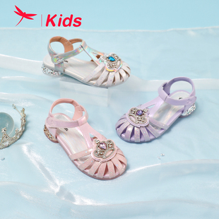 红蜻蜓女童鞋夏季新款爱莎公主凉鞋软底舒适包头小女孩水晶鞋
