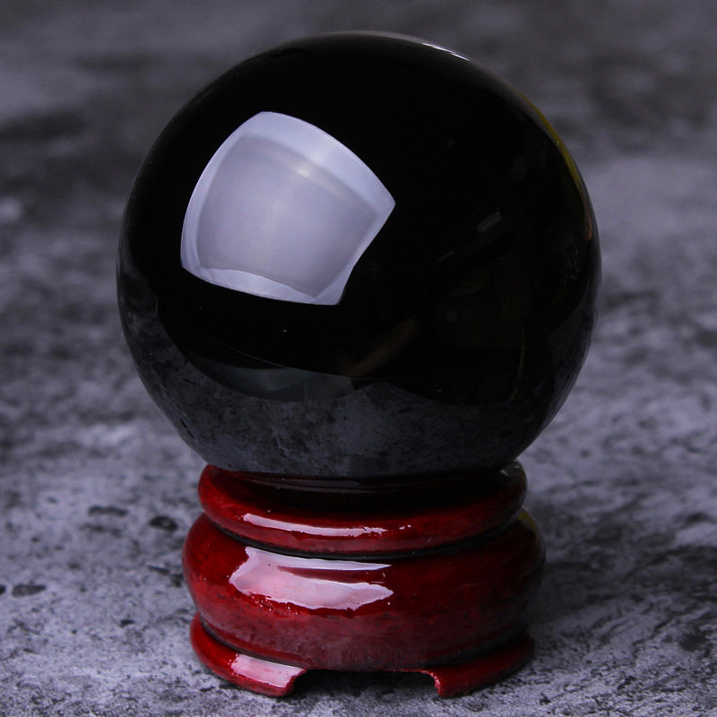 天然乌金黑曜石圆球摆件家居办公摆设实心黑石球原矿石超大黑球