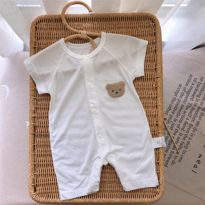 0一6月婴儿衣服夏季套装短袖连体衣薄款男女宝宝纯棉爬服新生儿薄