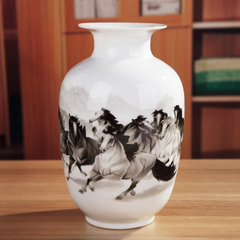 景德镇陶瓷器花瓶摆设 冬瓜瓶 工艺品家居装饰品摆件 台面小花瓶
