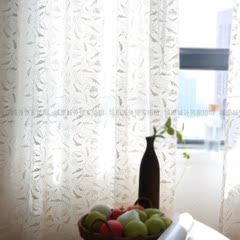 韩式棉麻底纱刺绣白色绣花蝴蝶叶子田园卧室客厅阳台飘窗窗纱定制