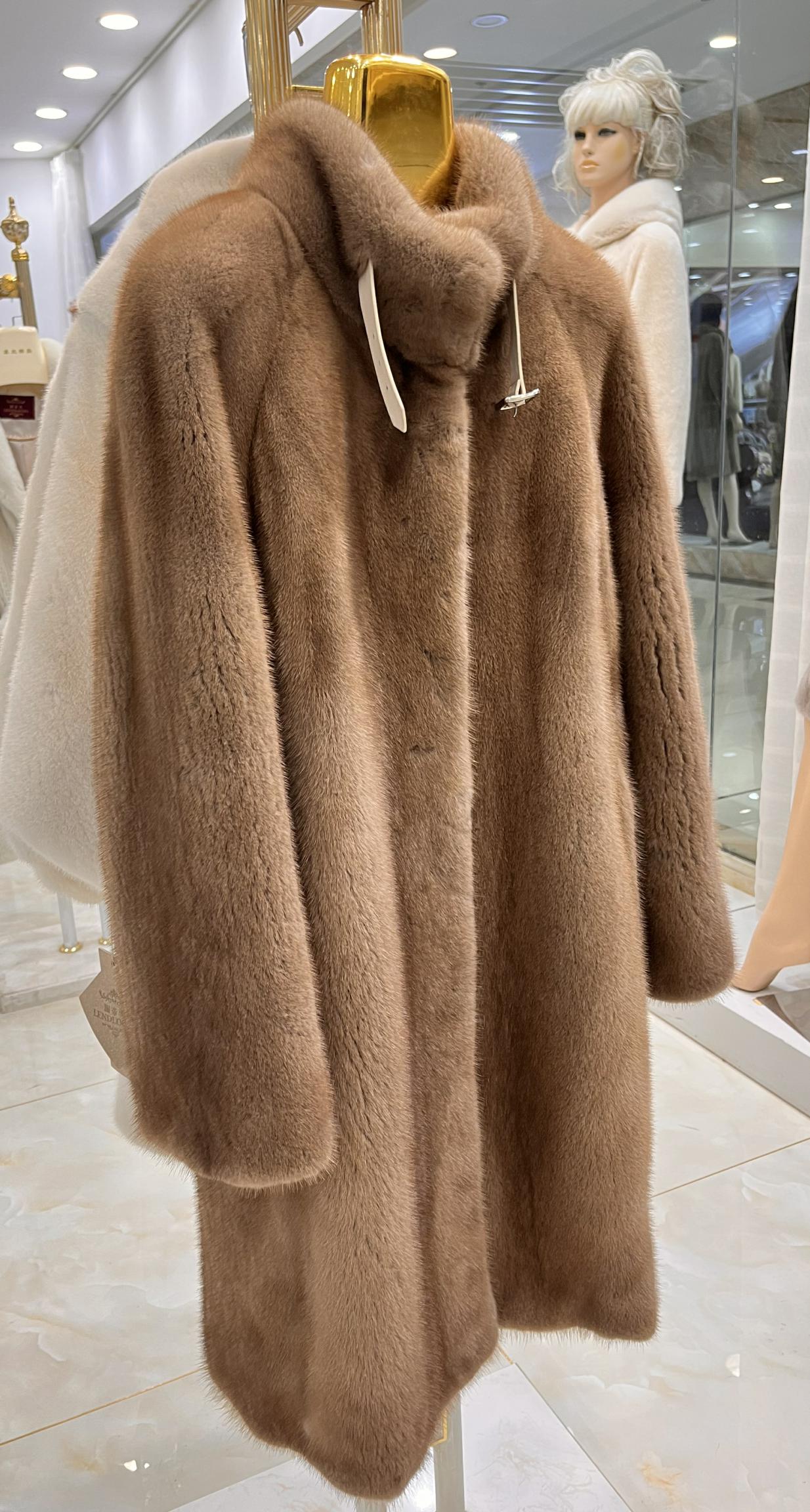 2022新款貂皮大衣女整貂中长款立领进口水貂毛皮草外套女装冬季