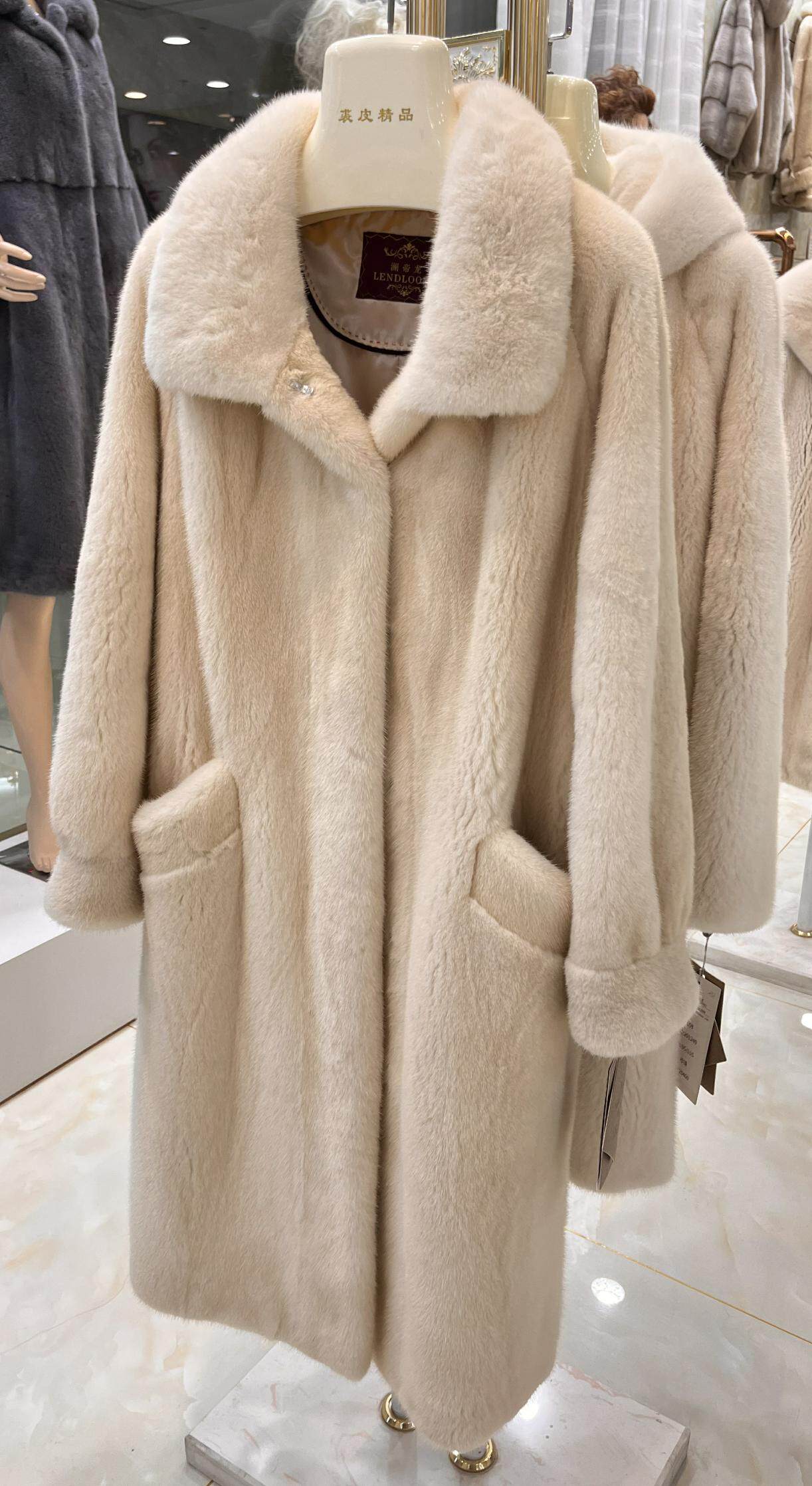 新款水貂外套女整貂中长款经典皮草水貂毛貂皮裘皮大衣冬