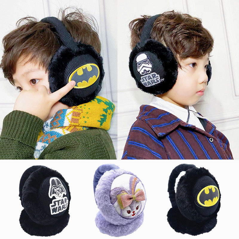 儿童耳罩反光夜光耳包迪士尼蝙蝠侠男女童耳套可折叠调节保暖耳暖