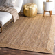 印度黄麻编织地毯客厅圆形椭圆简约素色北欧风沙发茶几卧室地毯