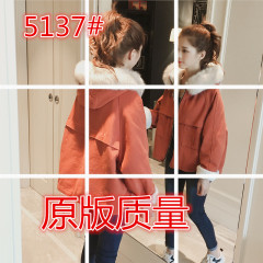 韩版宽松加厚外套连帽短款牛仔加绒棉衣棉服女