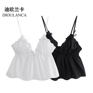 DIOULANCA 欧美风外贸女装新款时尚吊带背心蝴蝶结上衣女 2715200