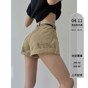 PAPERLLL牛仔短裤女夏季高腰显瘦短裤女2024新款爆款薄款a字热裤