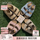 百思图2025夏季商场新款复古休闲勃肯鞋女运动沙滩凉鞋B6465BL5