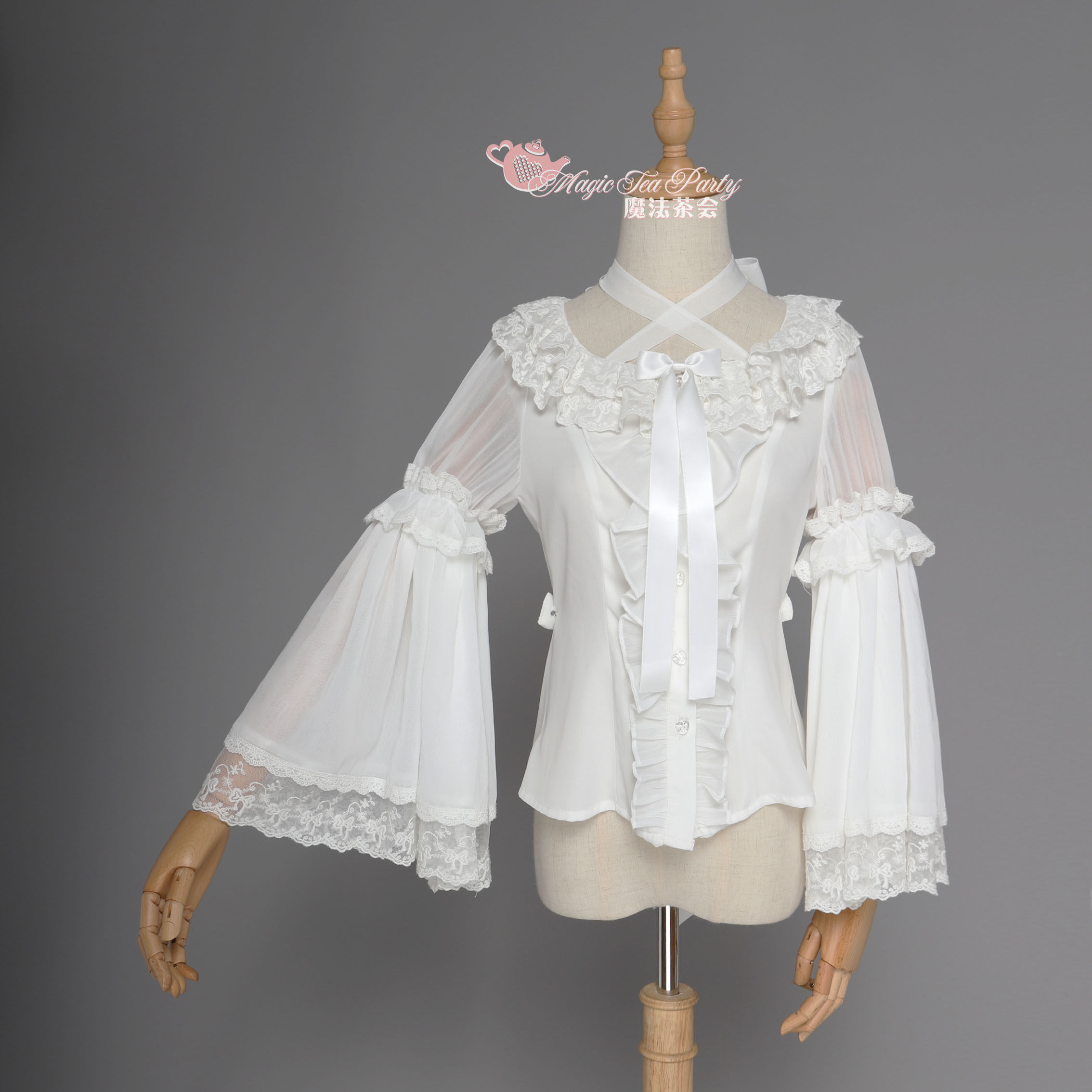 现货】魔法茶会原创lo洛丽塔内搭游鱼戏梦lolita衬衫长袖姬袖女优惠券