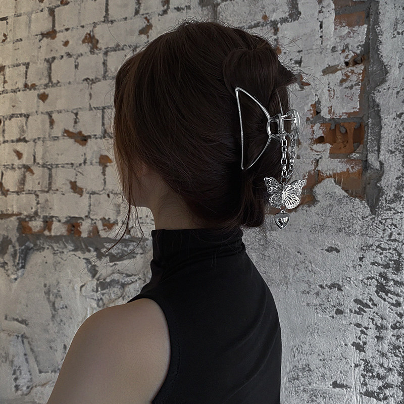 蝴蝶爱心金属抓夹ins后脑勺发夹女夏盘发鲨鱼夹简约夹子头饰发饰