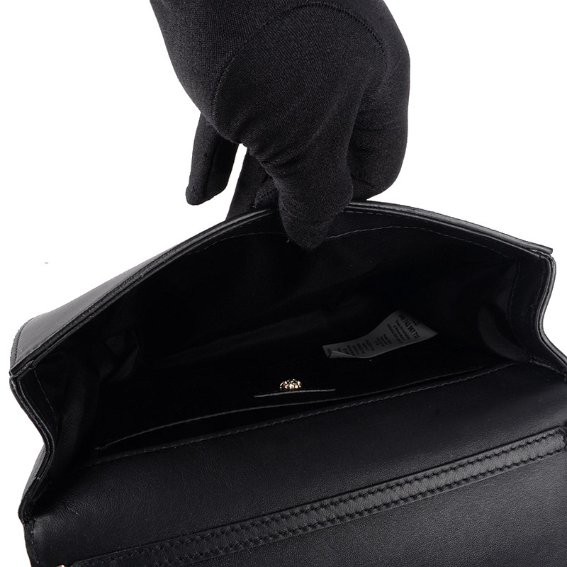 [9.9新]未使用范思哲versace金色美杜莎头像黑色羊皮链条包