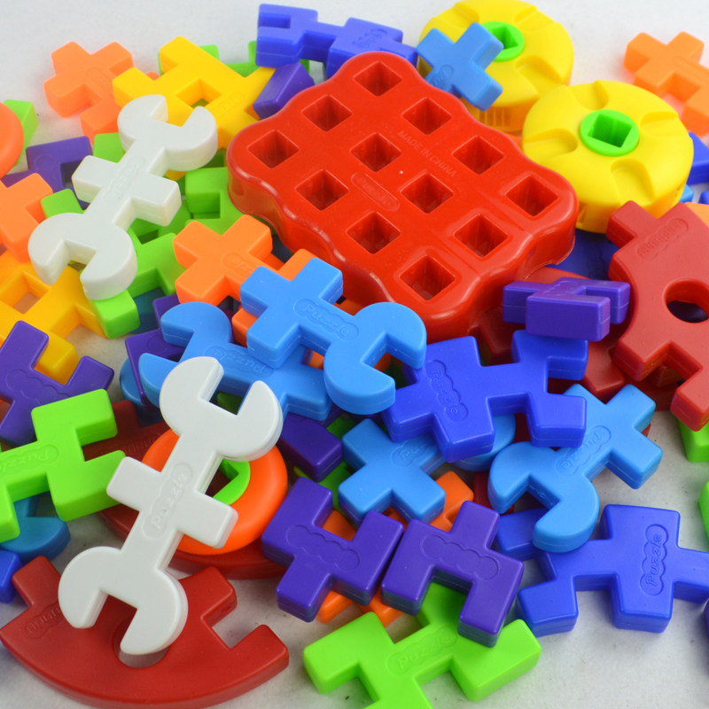 【天天特价】儿童益智玩具双面立体积木百变拼插80后90后怀旧积木