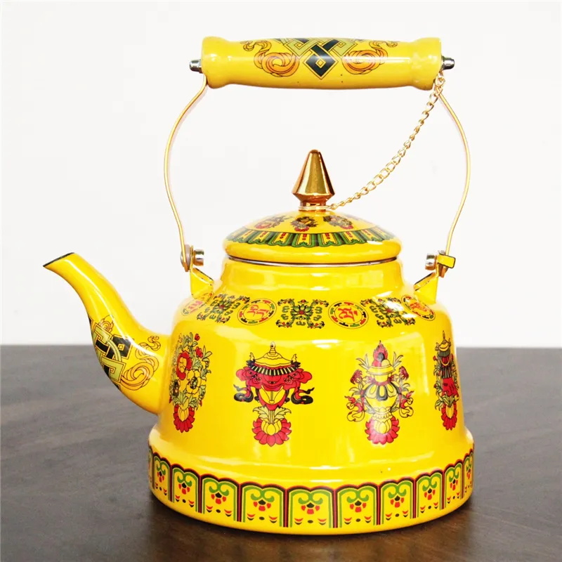 蒙族特色八宝搪瓷奶茶壶民族工艺藏族酥油茶烧水壶煮茶壶藏式茶壶