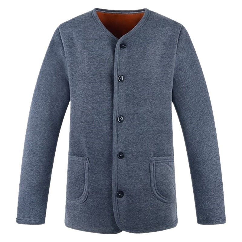 冬季中老年男士保暖内衣开衫加绒加厚秋衣宽松大码外穿毛衫