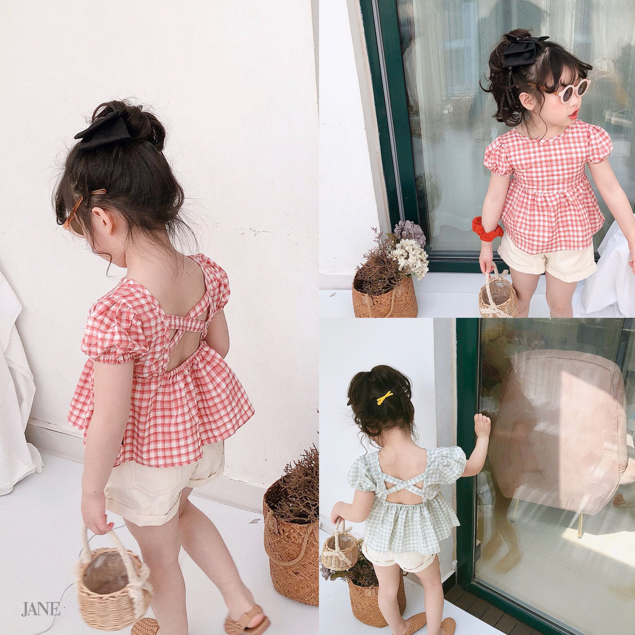 乖乖2020夏款寶寶女童可愛娃娃衫韓版格子短袖襯衫露背泡泡袖上衣在類目 童裝/嬰兒裝/親子裝, 襯衫中 - 來自Buy2taobao.com提供專業的淘寶代購服務