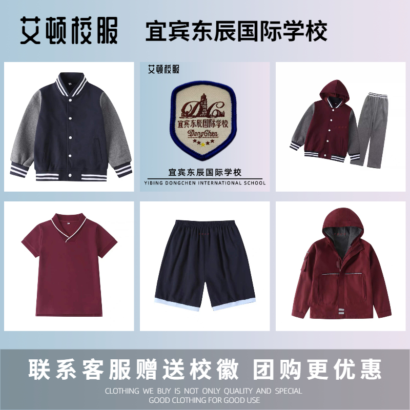 【校徽现货】宜宾东辰国际学校校服订购指定链接 短袖t恤运动服