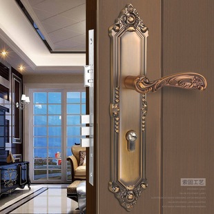 索固高档锌合金大门锁具豪华欧式木门面板锁入户室内通用型把手锁