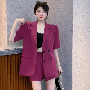 Small suit coat elastic waist loose wide leg shorts