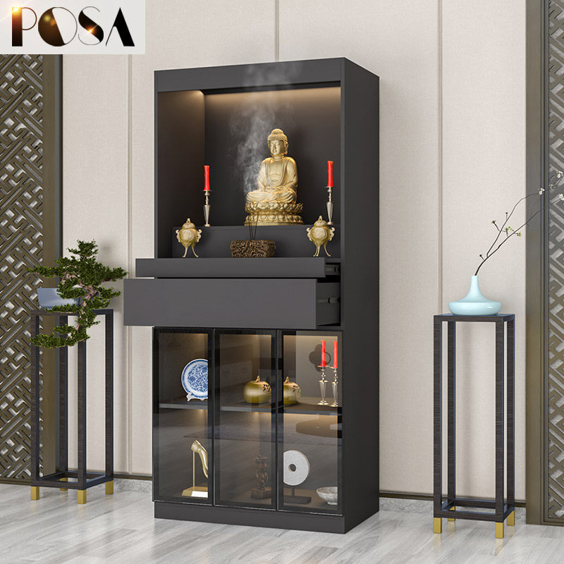 佛龛立柜双门财神爷供奉财神柜桌