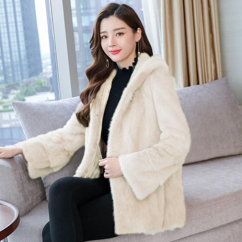 实拍貂皮大衣女整貂中长款2020新款修身水貂毛海宁皮草外套