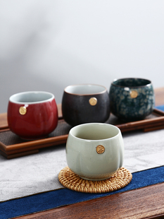 茶杯陶瓷主人杯单杯套装品茗杯五行杯建盏粗陶日式功夫茶具