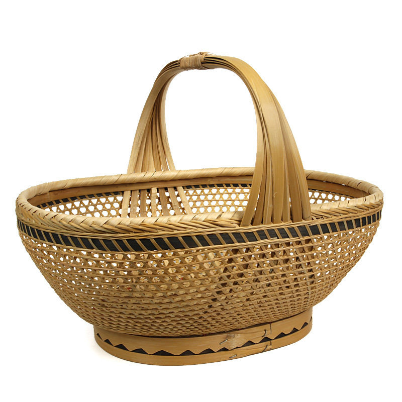精编 篮子 精品 买菜篮 收纳篮 竹编 竹提篮 竹篮 竹筐 本色 古典