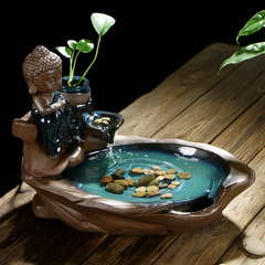 陶瓷流水喷泉摆件桌面客厅鱼缸风水轮创意办公室工艺品加湿送礼