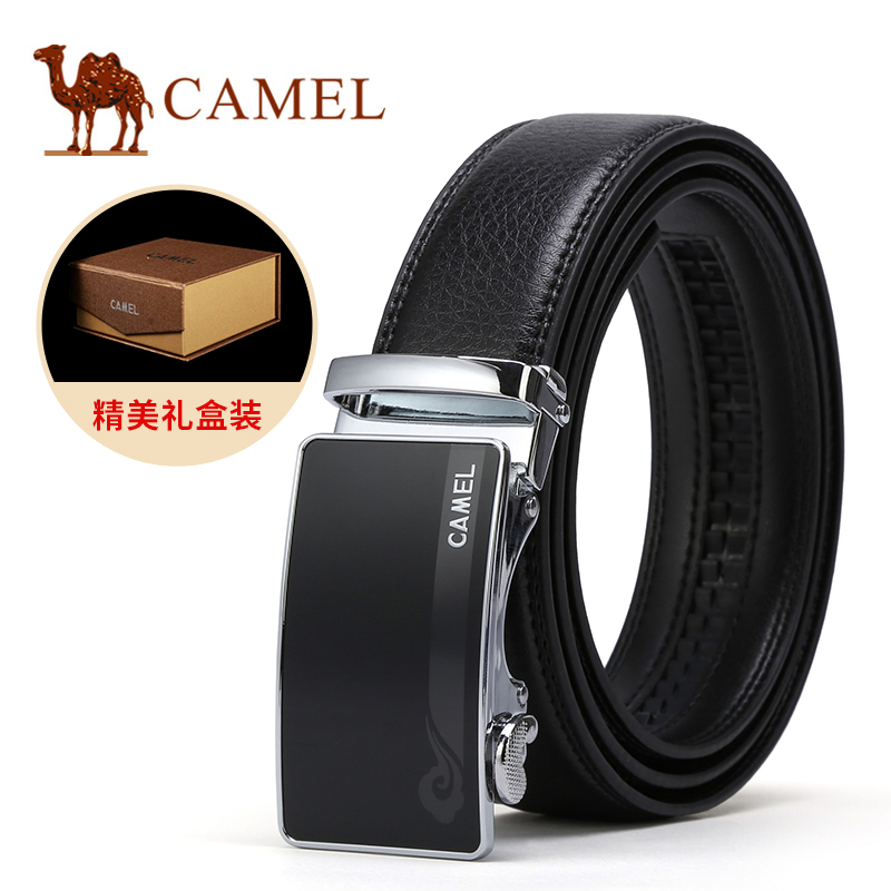 Camel/駱駝腰帶男士牛皮自動扣皮帶中青年真皮商務時尚休閑褲帶男