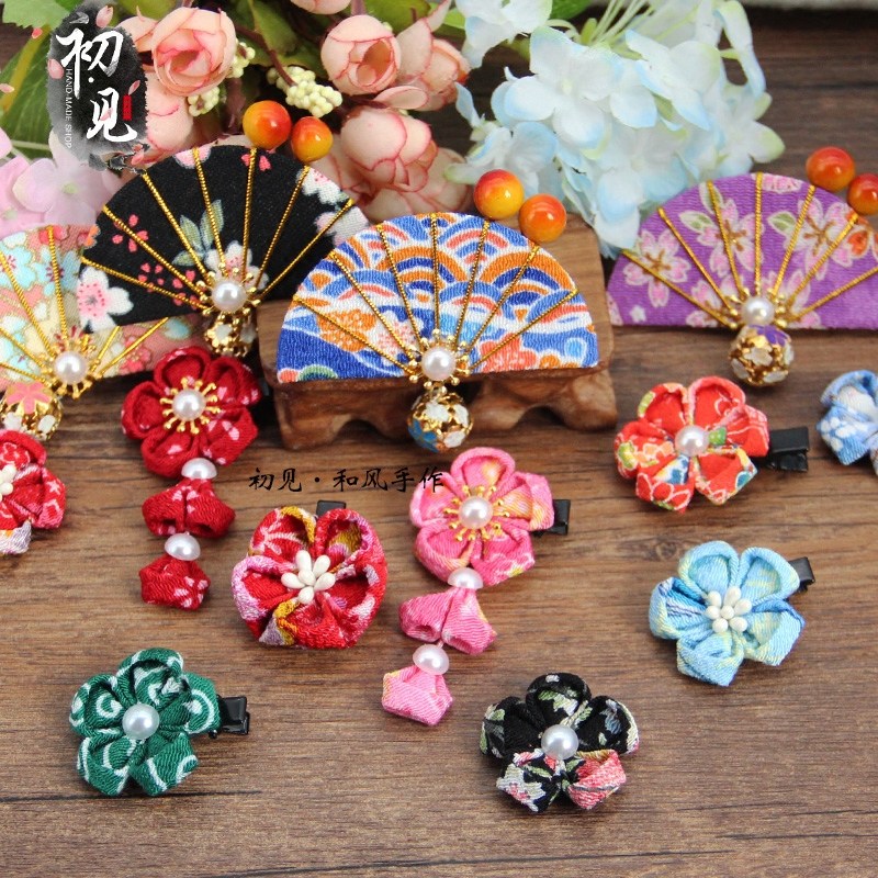 初见现货孤品日式和风布花樱花梅花发夹发饰发饰