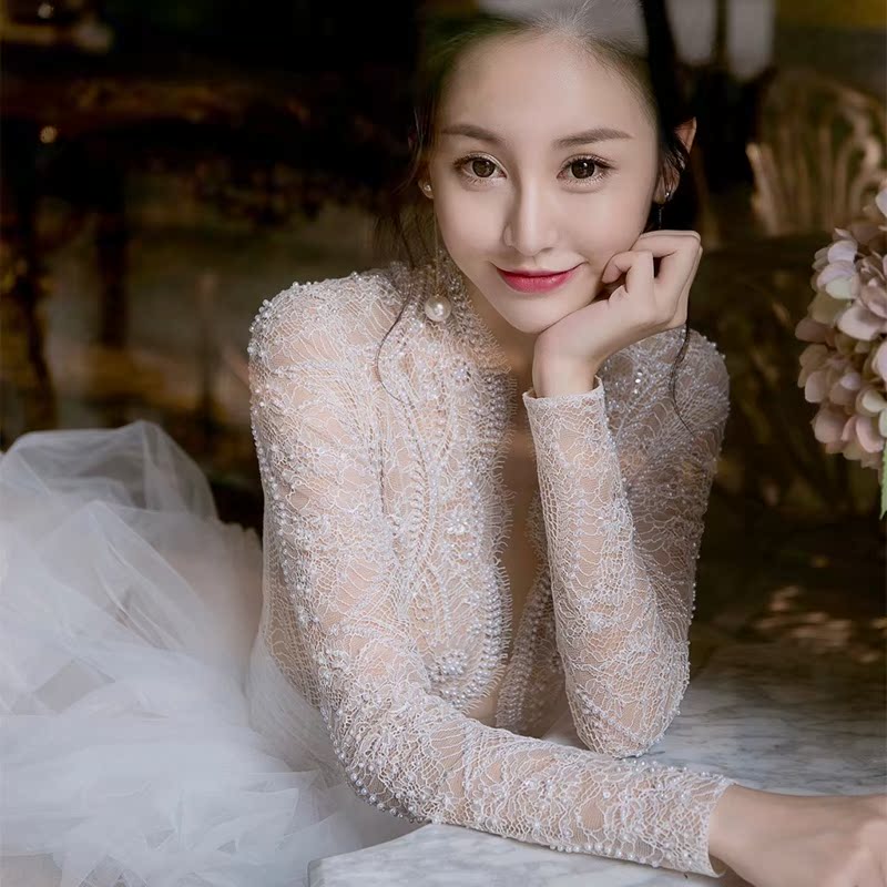 网红新娘主婚纱2019婚纱礼服抖音女小个子长袖简约轻新款超仙法式在类目 女装/女士精品, 婚纱/旗袍/礼服, 婚纱中 - 来自Buy2taobao.com提供专业的淘宝代购服务