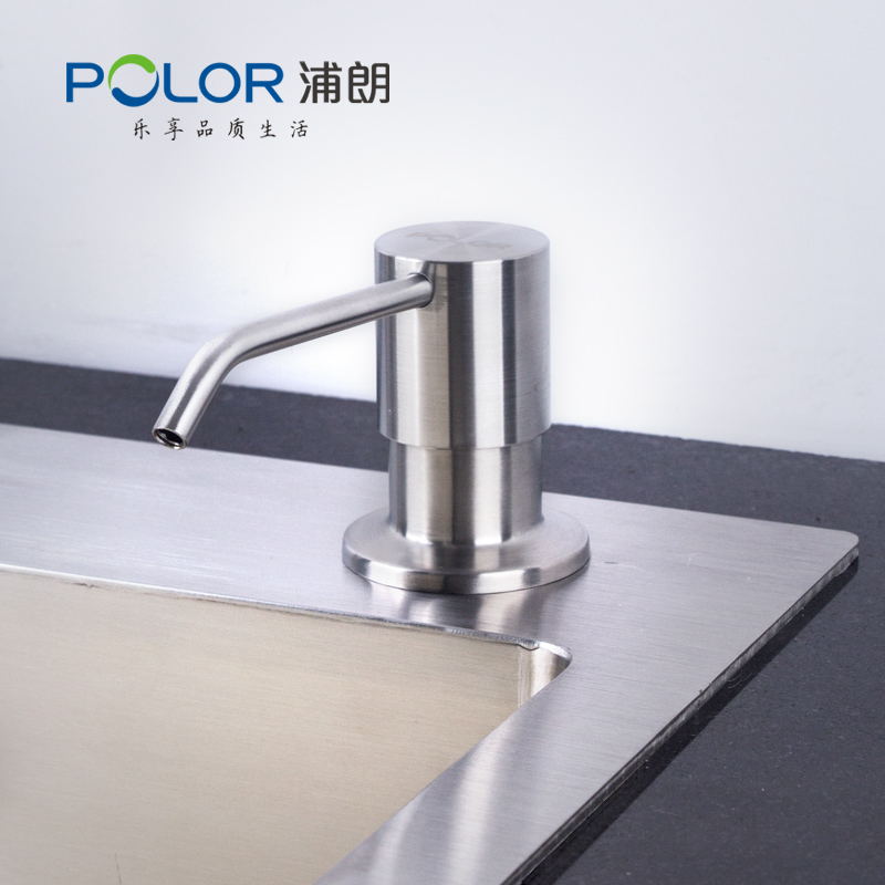 Polor/浦朗水槽皂液器304不锈钢泵头塑料瓶厨房给液器洗洁精瓶