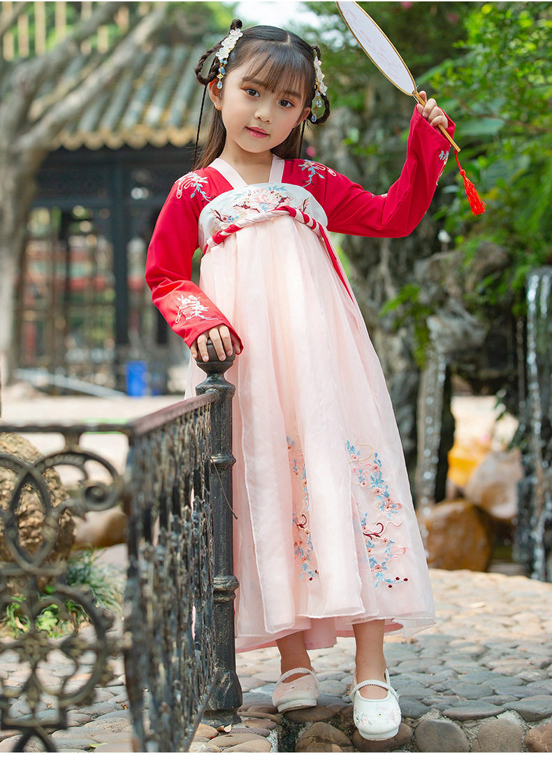 女童汉服出租大裙摆锦鲤儿童齐胸襦裙超仙女亲子装仙女风演出服