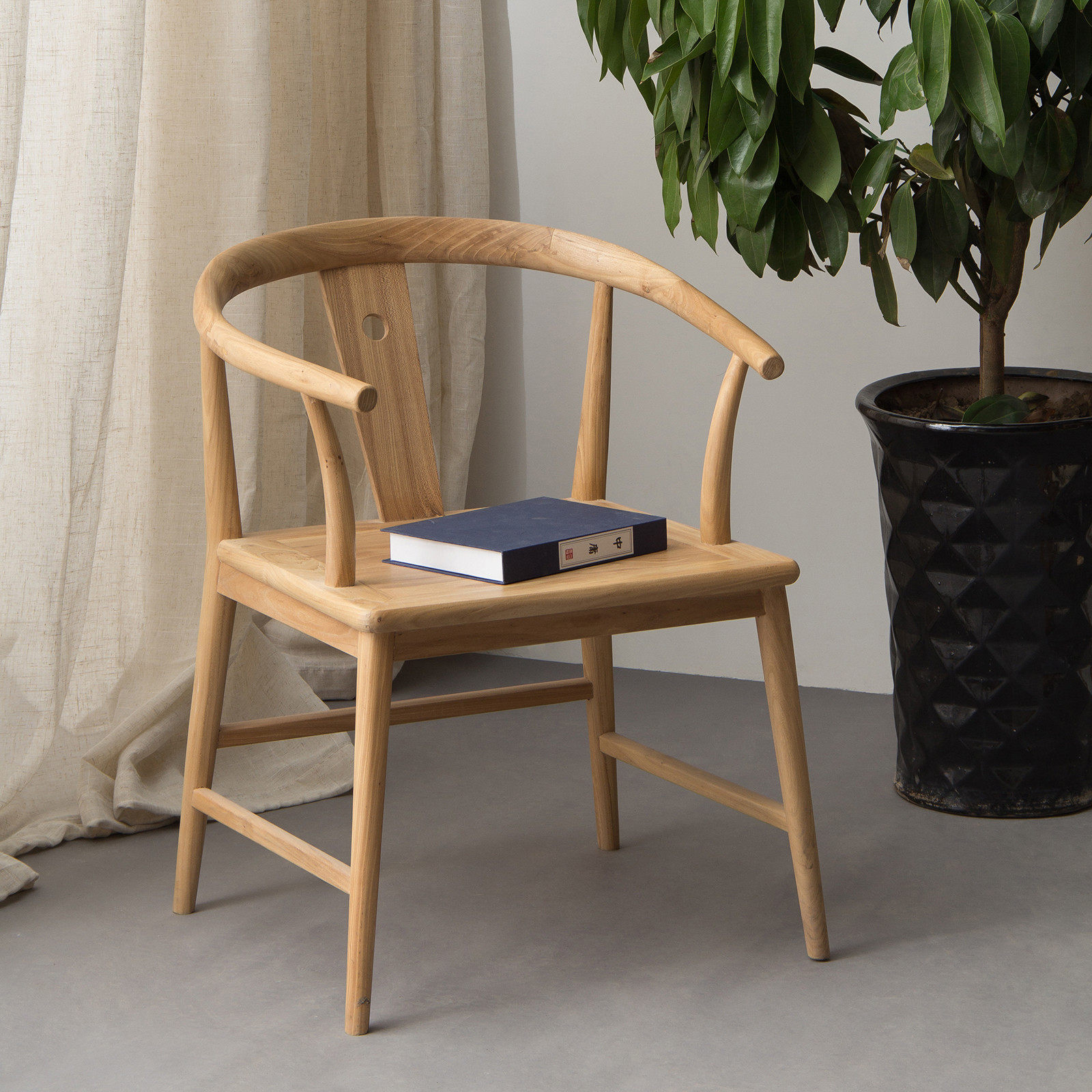 新中式禅椅现代简约北欧实木太师椅子时尚泡茶椅主人椅扶手椅小型