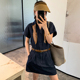 配披肩翻领牛仔连衣裙女欧洲站2025夏装新款欧货女装收腰A字裙潮