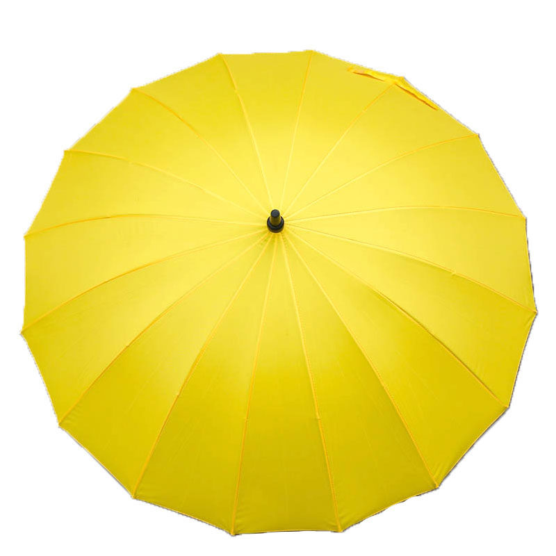 黄色伞_雨中想你小黄色长柄雨伞 弯钩纯黄色韩剧同款黄伞16骨情侣长柄